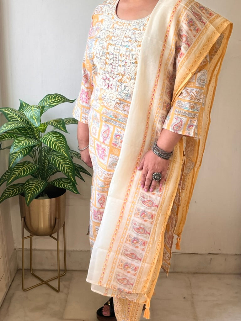 Yellow Chikankari Suit Set